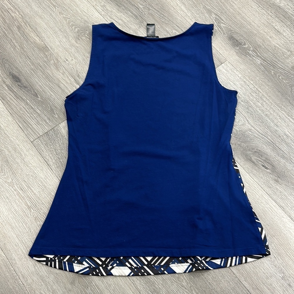 Ann Taylor Sleeveless Checkered Plaid Blouse Shirt Women’s Medium Blue White - Picture 6 of 6